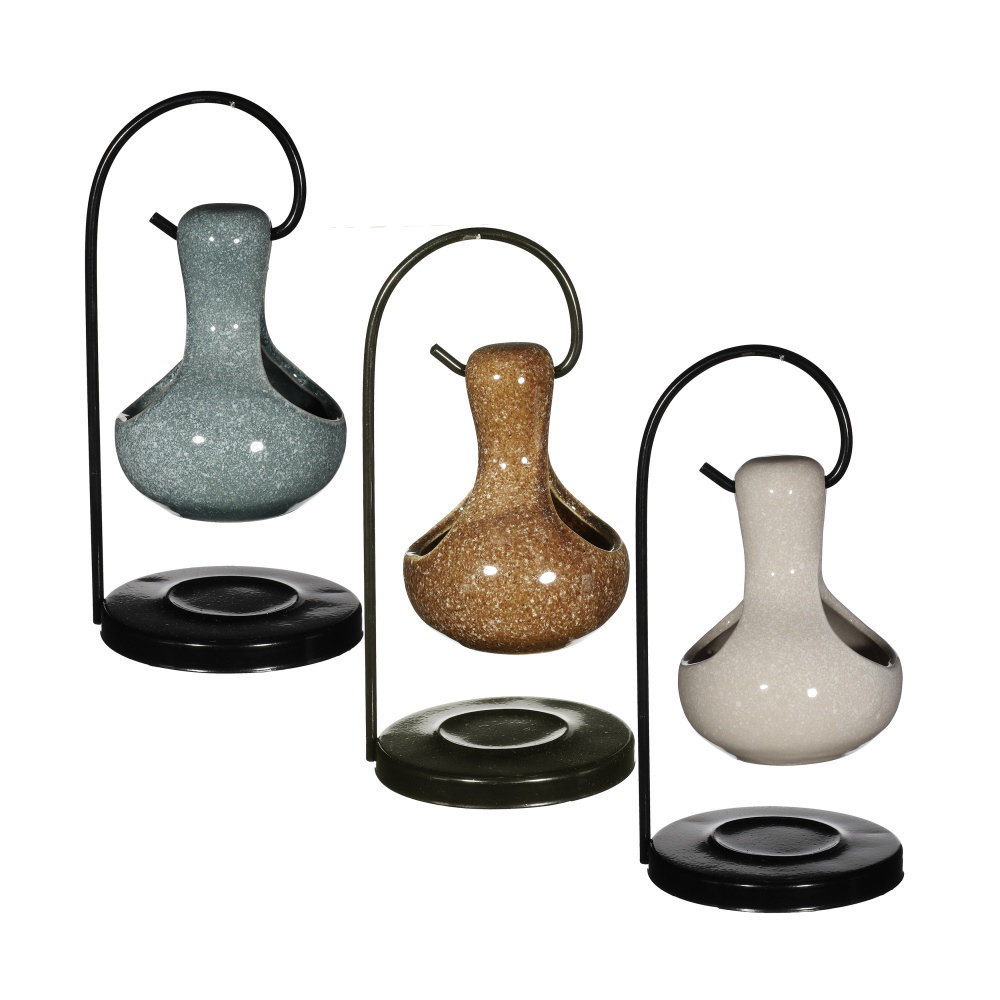 Aromalampy a vonné vosky - Aromalampa SANTORINI kameninová s kovovým držákem mix 21cm