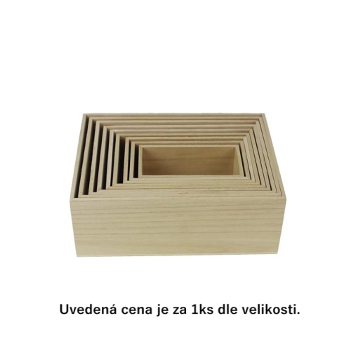 Přepravky a boxy - Bedna hranatá přírodní dřevo 18,8x14cm