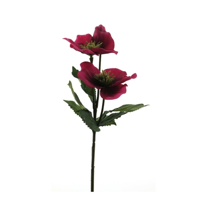 Jarní umělé květiny - Čemeřice řezaná umělá 2 květy červená 34cm