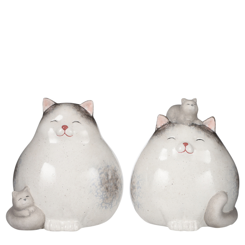 Dekorační figurky zvířat - Dekorace kočka s kotětem keramika 13,5cm
