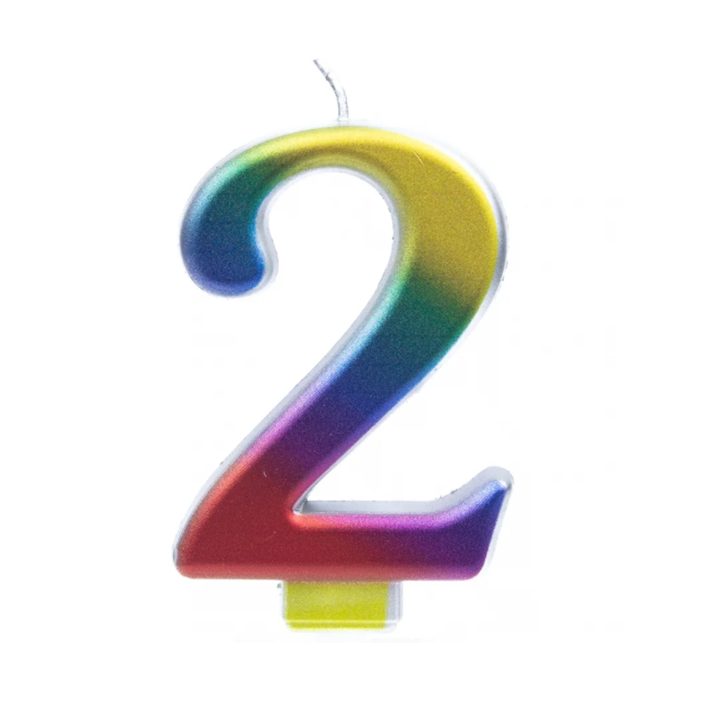 Svíčky na dort - Dortová svíčka duhové číslo 2