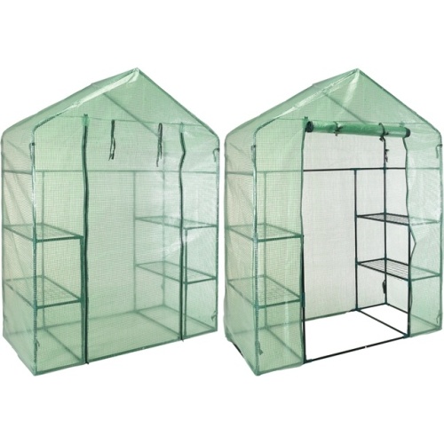 Předpěstování - Fóliovník s policemi kov a plachta 195cm