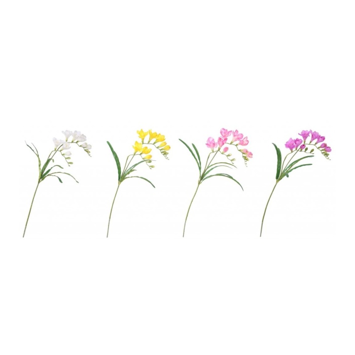 Jarní umělé květiny - Fresie řezaná umělá 2 výhony mix 57cm