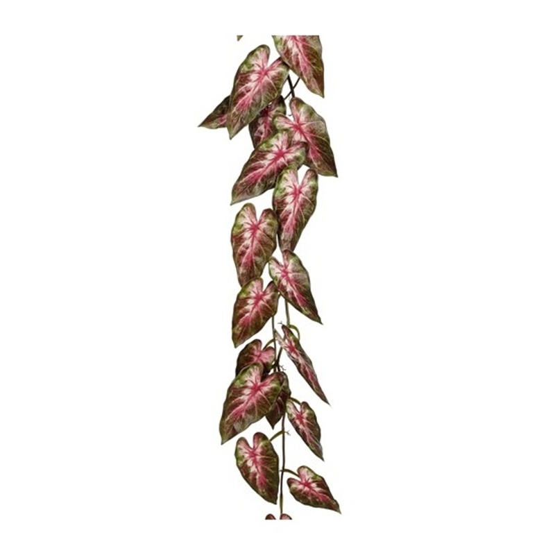 Celoroční umělé květiny - Girlanda Caladium umělá zeleno-bordó 130cm
