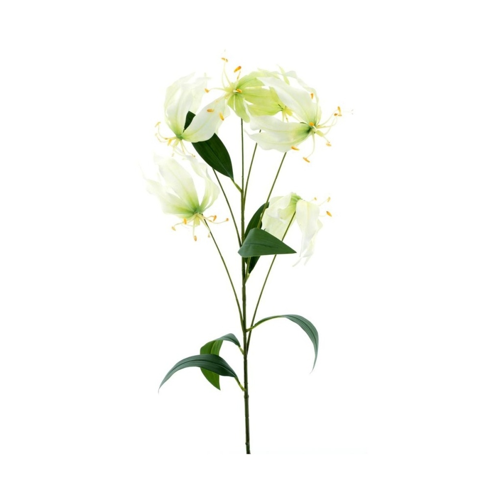Letní umělé květiny - Gloriosa LILY řezaná umělá bílá 90cm