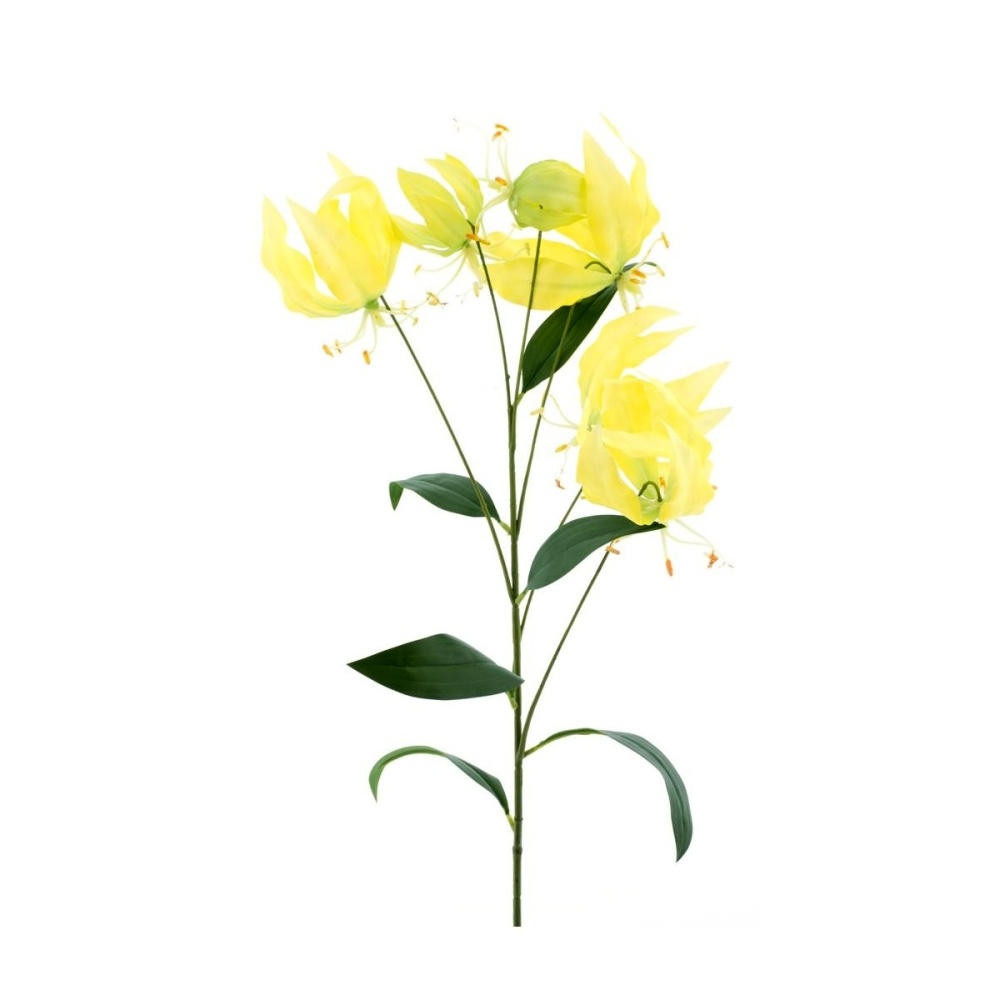 Letní umělé květiny - Gloriosa LILY řezaná umělá žlutá 90cm