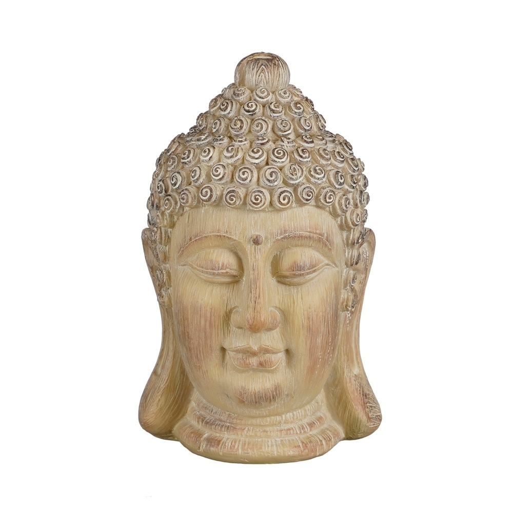Dekorační figurky postav - Hlava buddhy polyresinová taupe 22,5cm