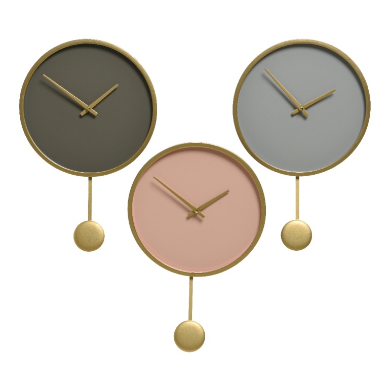 Hodiny kovové kulaté s kyvadlem 40cm mix barev-1