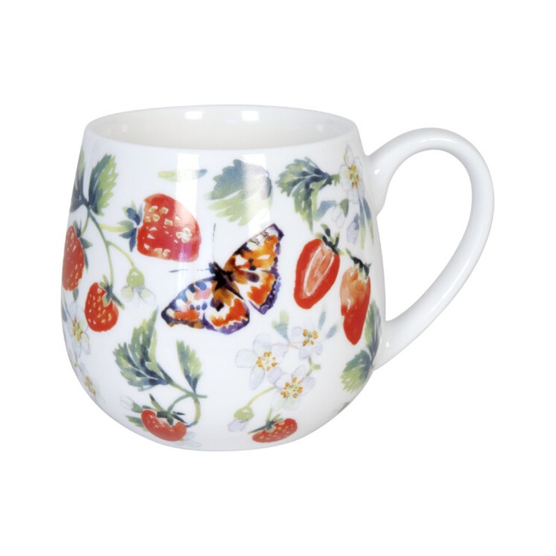 Hrnky a sklenice - Hrnek buclák porcelánový STRAWBERRY 420ml