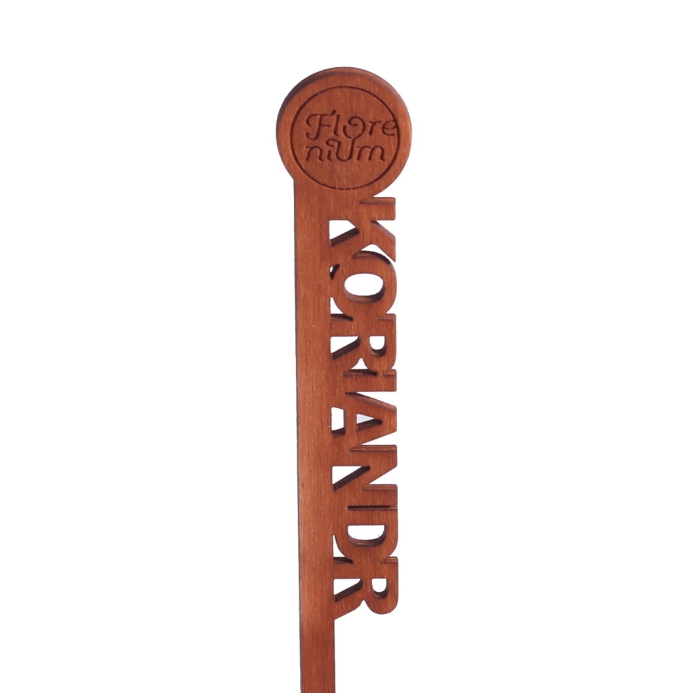 Předpěstování - Jmenovka dřevěný zápich KORIANDR hnědý 22cm