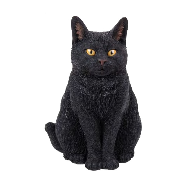 Dekorační figurky zvířat - Kočka sedící polyresinová bílo-černá 30cm