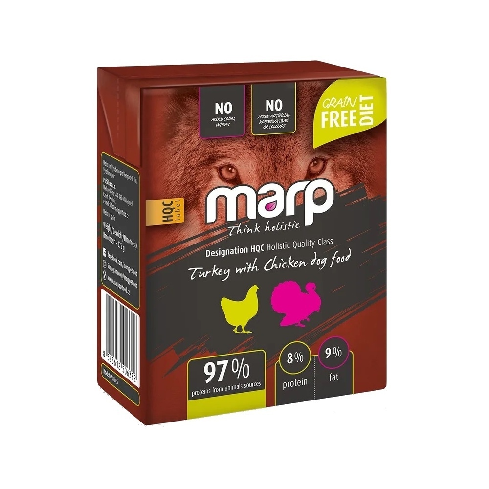 Krmiva a doplňky stravy - Konzerva tetrapack MARP krůtí a kuřecí 375ml