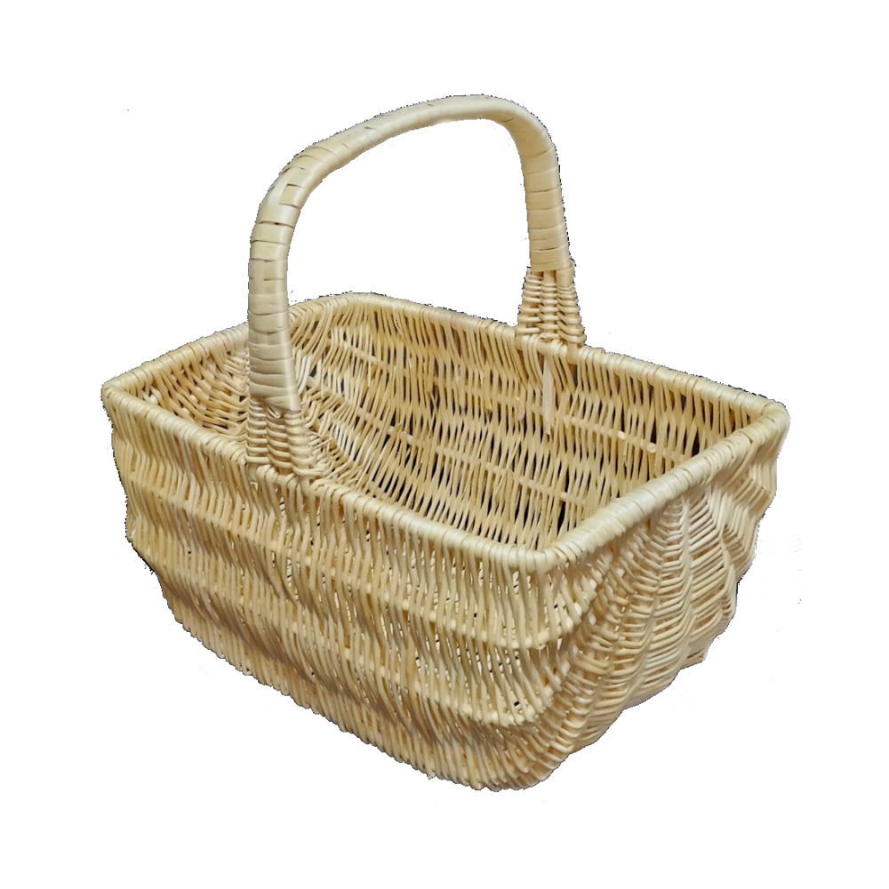 Koše - Koš hranatý proutěný HOLENDR s 1 uchem bílý 30x20cm