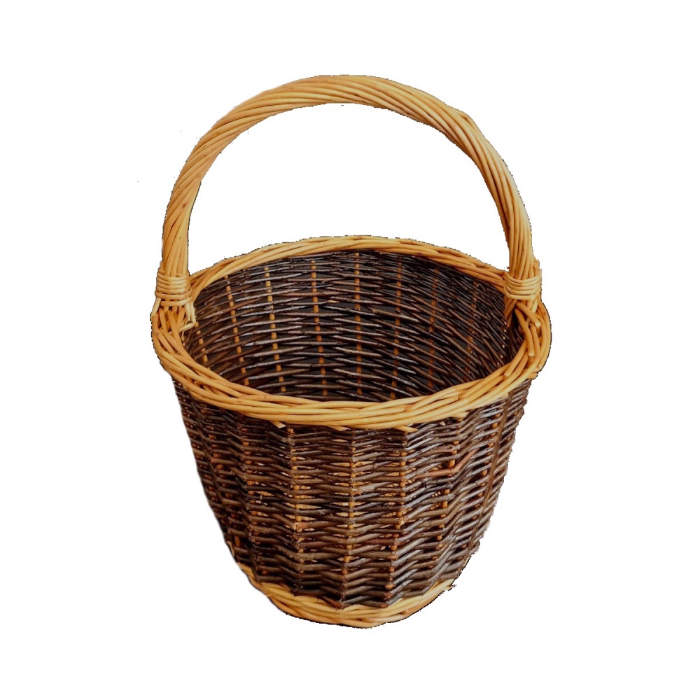 Koše - Koš kulatý proutěný s 1 uchem hnědý 30cm
