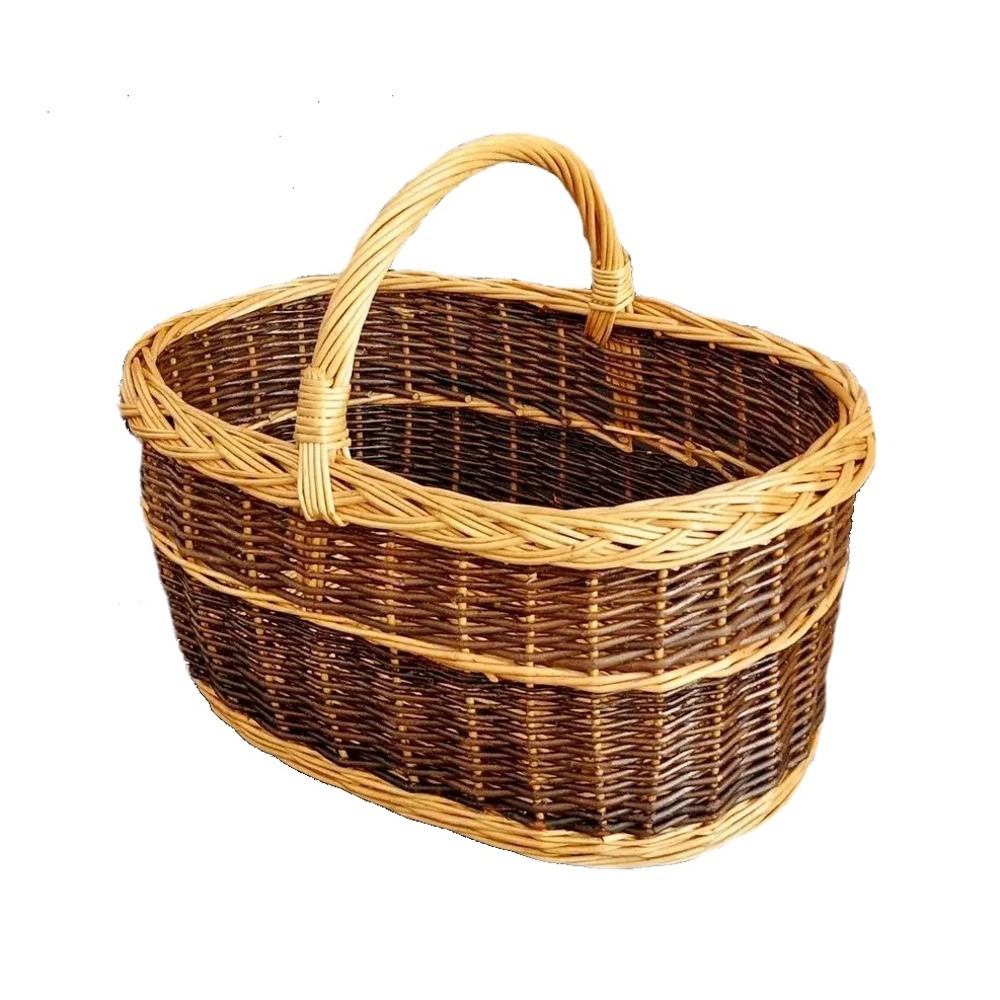 Koše - Koš oválný proutěný s 1 uchem hnědý 50x34cm