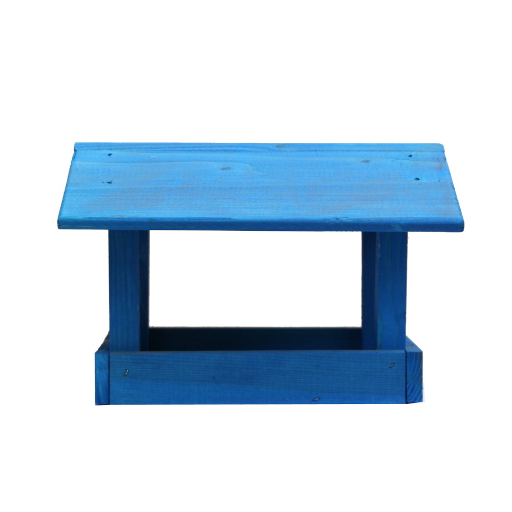 Krmítka, budky, domečky - Krmítko malé dřevěné modré 29cm