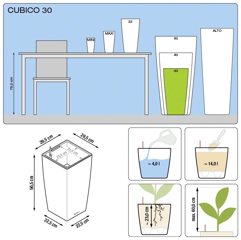 Květináč CUBICO komplet set 30cm červená-1