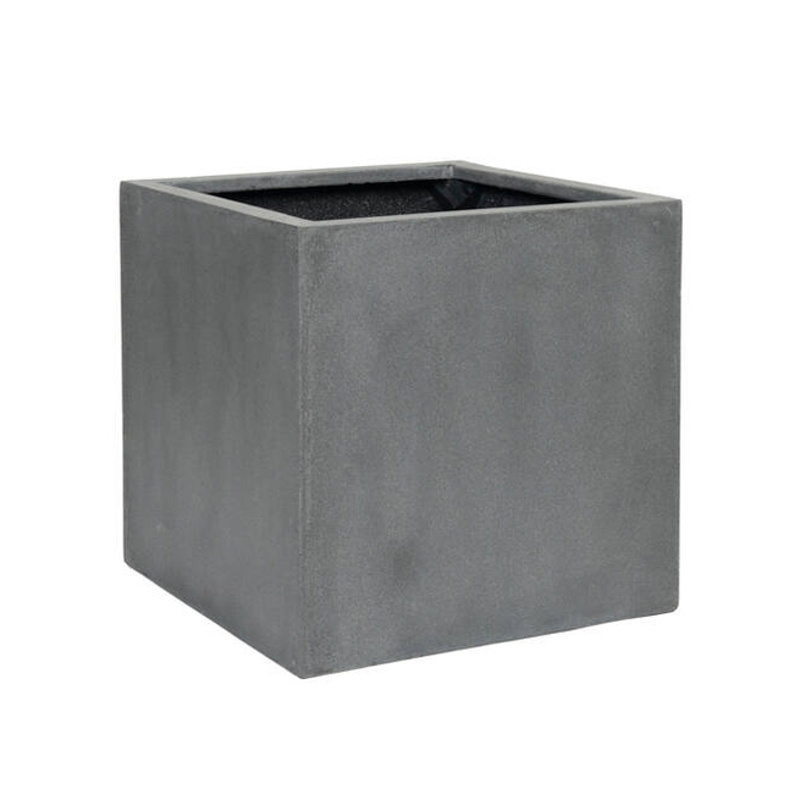 Kompozitní květináče - Květináč hranatý BLOCK XL fiberstone šedý 60x60cm