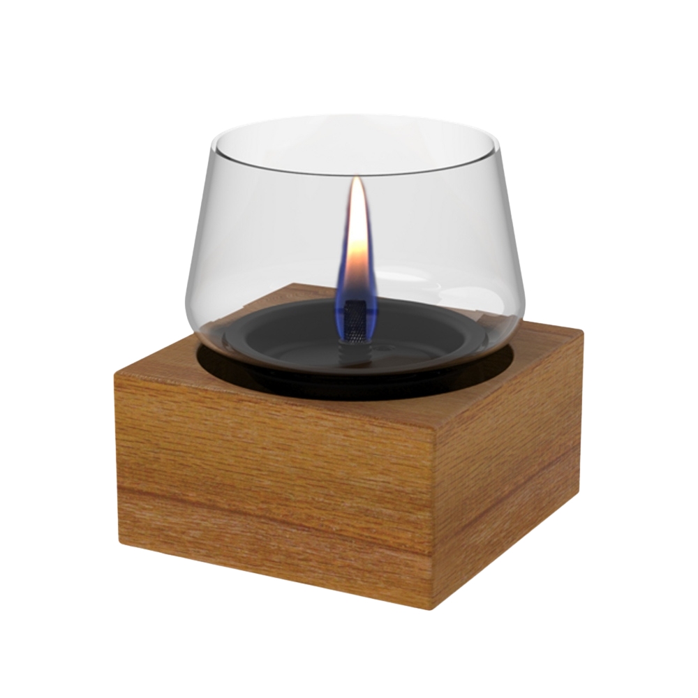 Lucerny a lampy - Lucerna TENDERFLAME POPPY 14 kombinace dřeva a skla přírodní 14cm