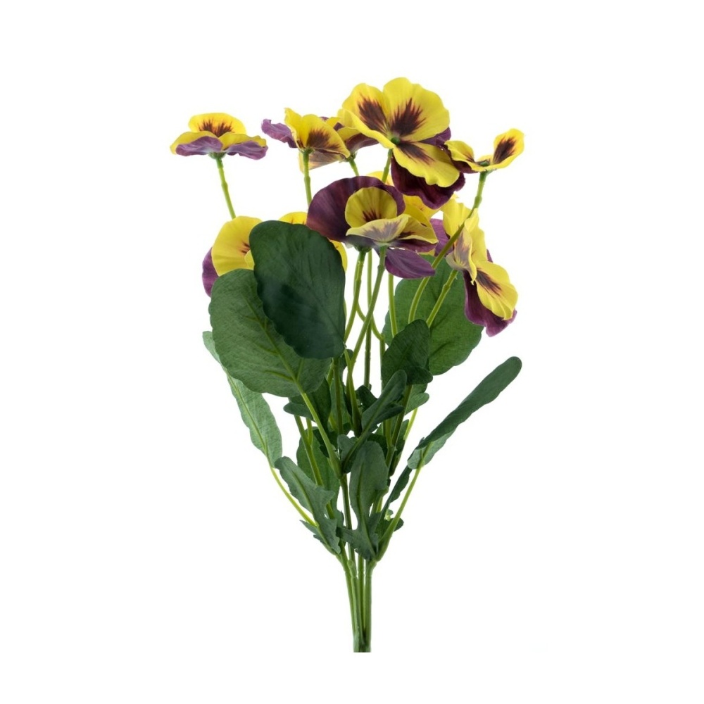 Jarní umělé květiny - Maceška trsová umělá žlutá 33cm