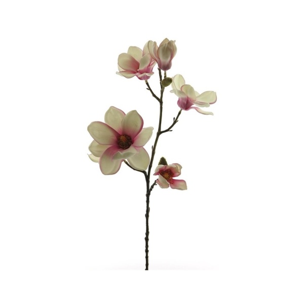 Jarní umělé květiny - Magnolie ASCO řezaná umělá bílo-fuchsiová 65cm