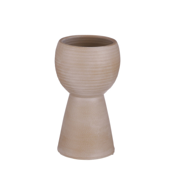 Keramické dekorace - Miska číše na noze MARLOU terakota béžová 17cm