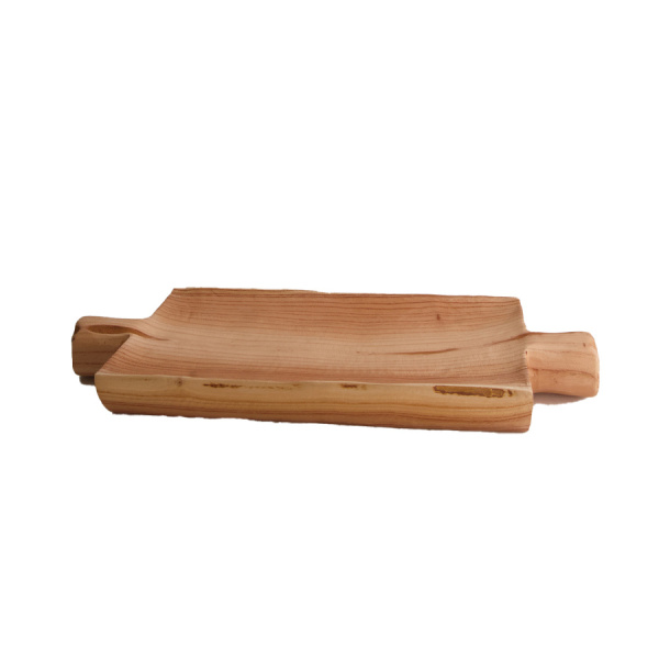 Tácy a podnosy - Miska hranatá 2 rukojeti dřevo přírodní 38x19,5cm