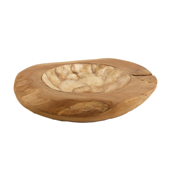 Dřevěné a proutěné dekorace - Miska kulatá teak a perleť přírodní 27cm