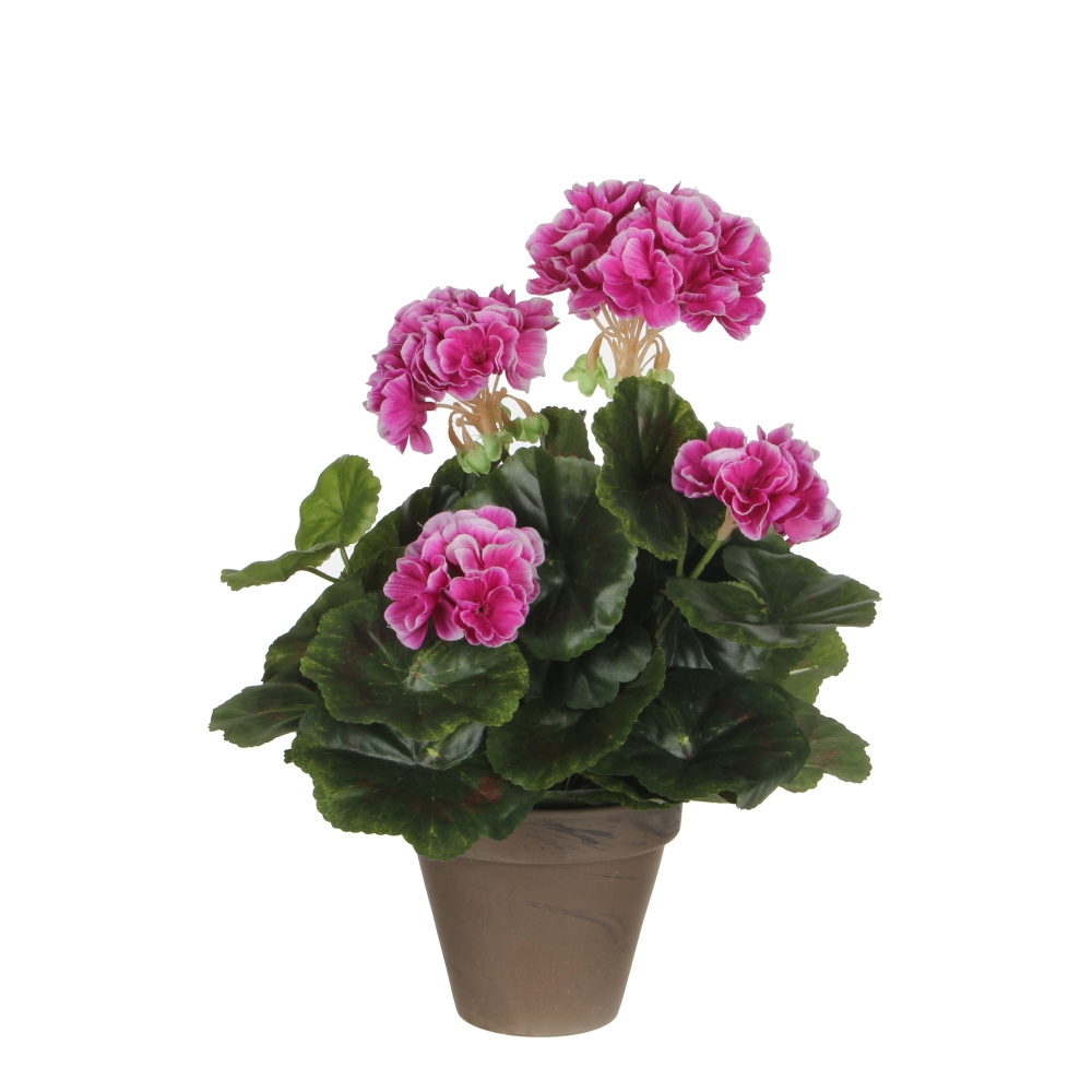 Jarní umělé květiny - Muškát hrnkový umělý fialový 34cm