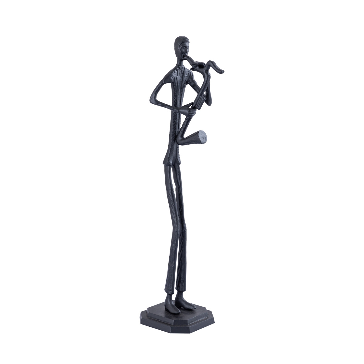 Dekorační figurky postav - Muž se saxofonem KALI na postavci hliníkový 70cm