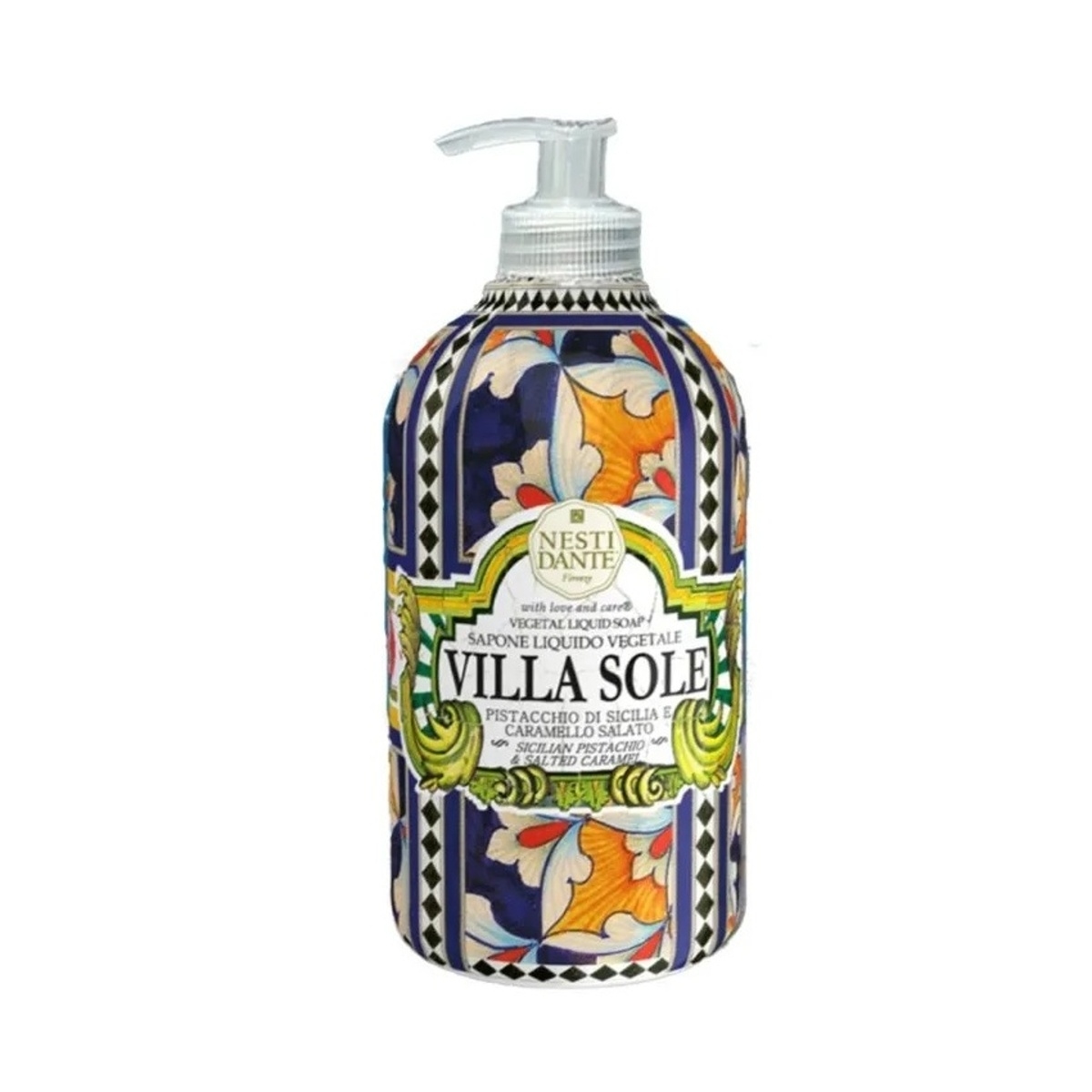 Tekutá mýdla a gely - Mýdlo s pumpičkou VILLA SOLE Pistacchio di Sicilia e Caramello 500ml
