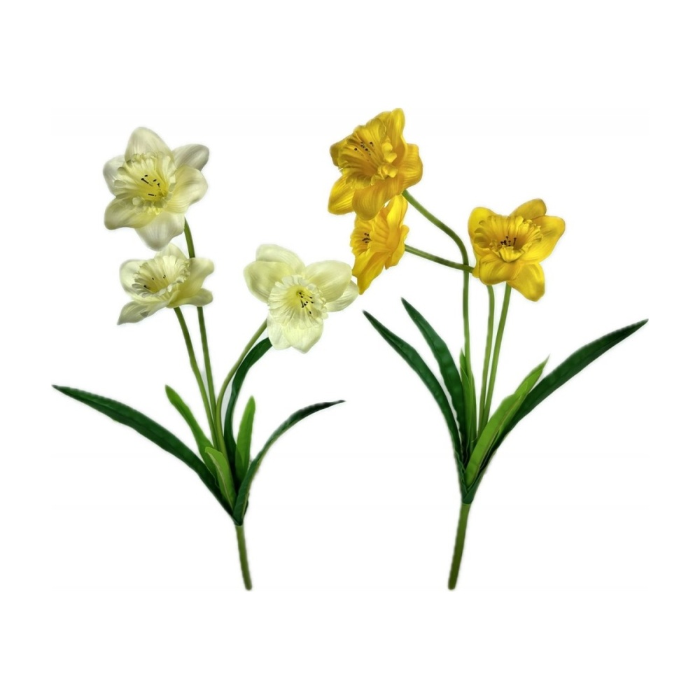 Jarní umělé květiny - Narcis v trsu umělý se 3 květy mix 53cm