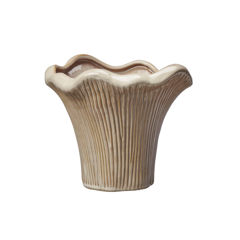 Keramické obaly - Obal kulatý atypický porcelánový KANTARELL se zvlněným okrajem béžový 25cm