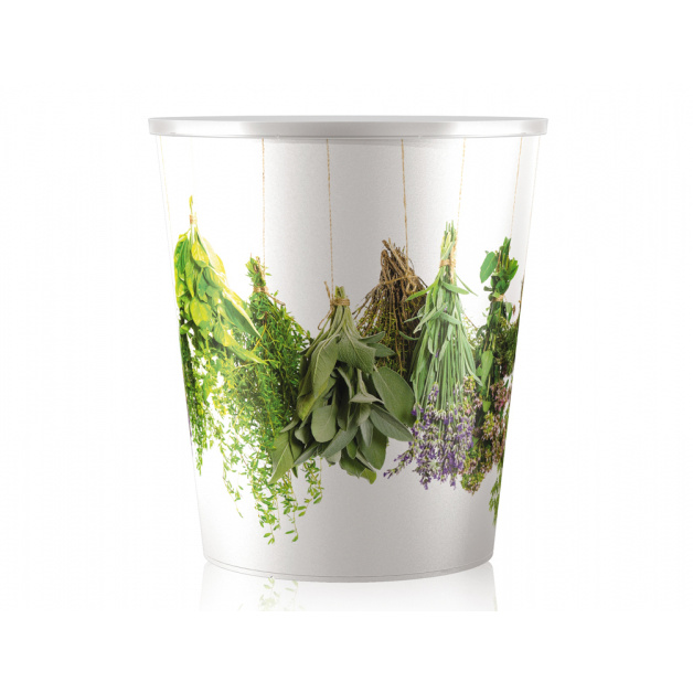 Plastové obaly - Obal kulatý HERBS/BYLINKY plastový bílo-zelený 14cm