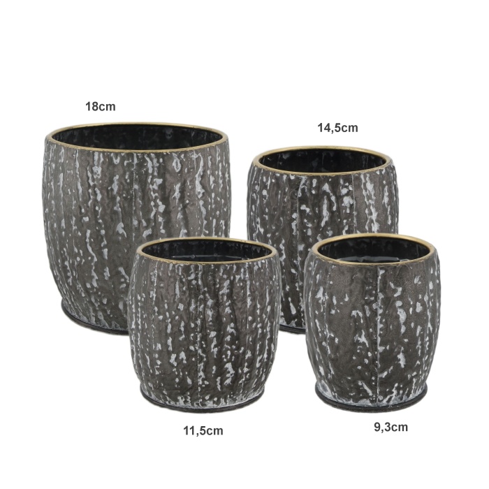 Keramické obaly - Obal kulatý s vložkou kovová patina černá 18cm