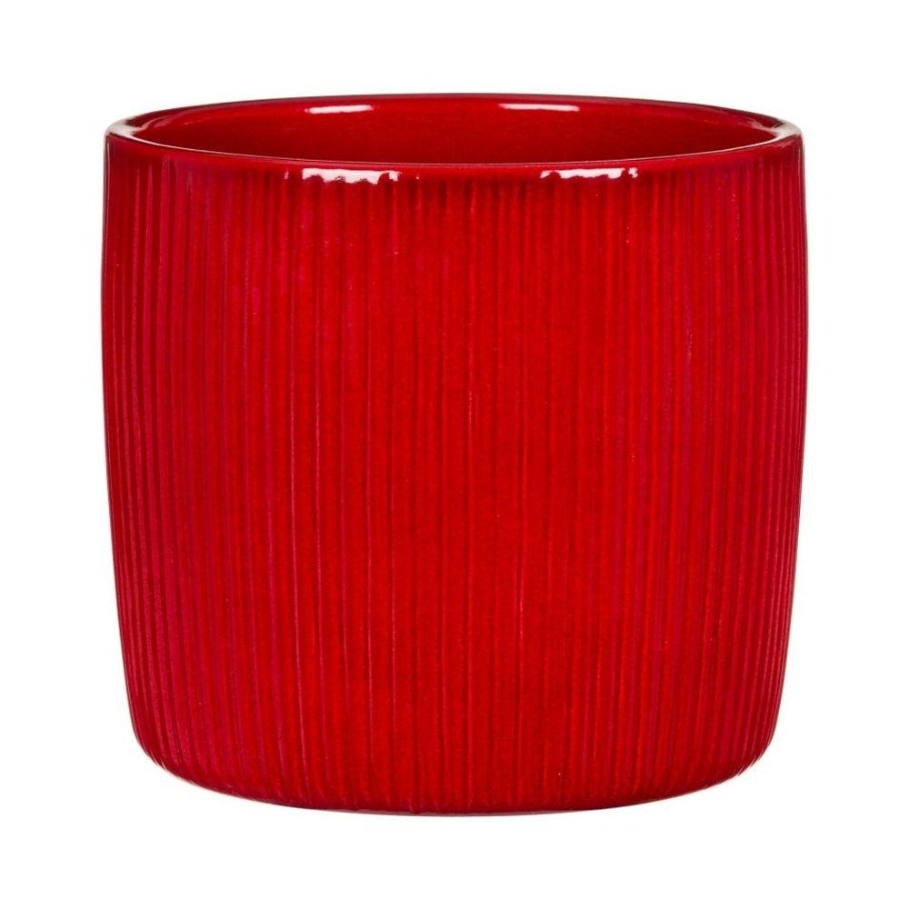 Keramické obaly - Obal na květináč keramický CHILLI RED červený 15cm