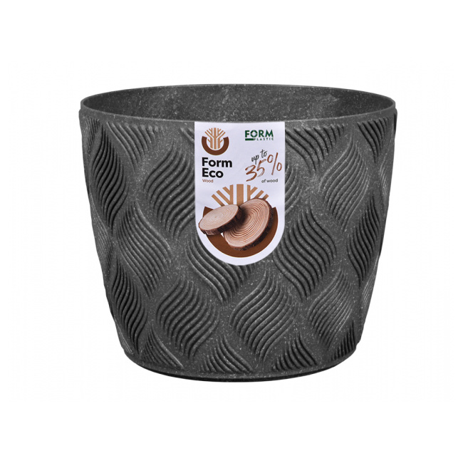 Plastové obaly - Obal na květináč kulatý plastový PETIT ECO FLOW antracitový 17cm