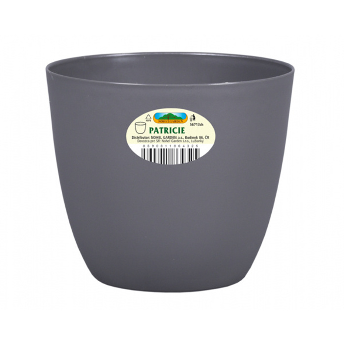 Plastové obaly - Obal na květináč plastový PATRICIE MODERN matný šedý 25cm