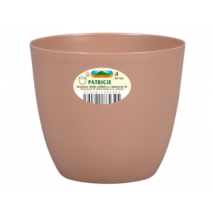 Plastové obaly - Obal na květináč plastový PATRICIE MODERN matný sv.hnědý 15cm