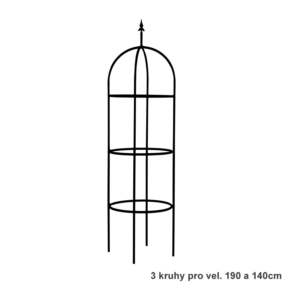 Opora/obelisk DARGLE kulatá se špicí kovová 140/190/240/300cm-0