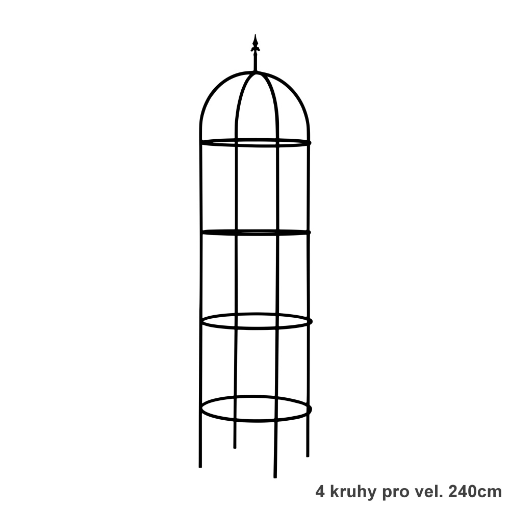 Opora/obelisk DARGLE kulatá se špicí kovová 140/190/240/300cm-1