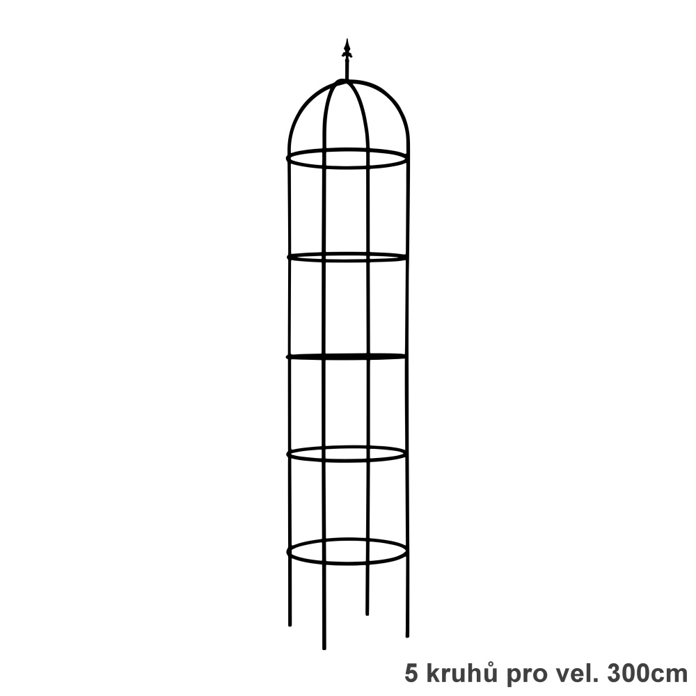 Opora/obelisk DARGLE kulatá se špicí kovová 140/190/240/300cm-2