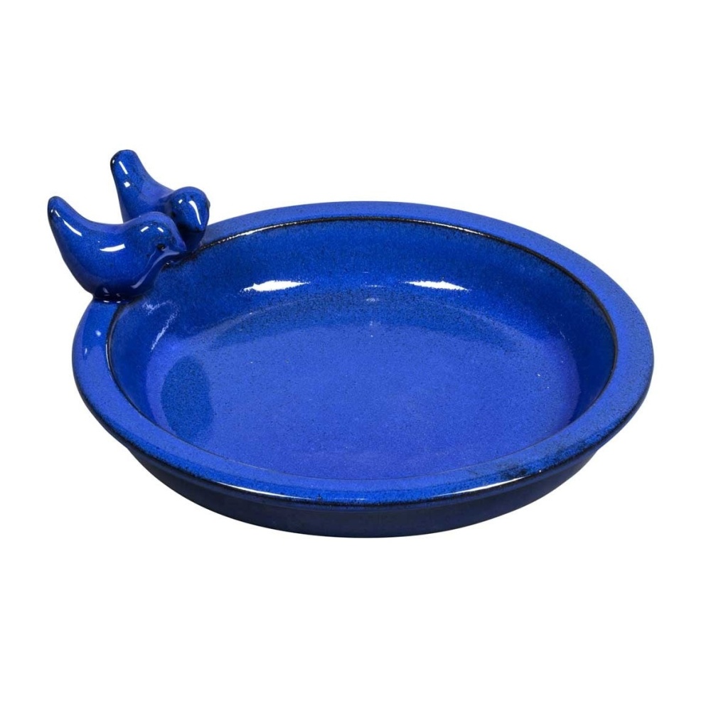 Doplňky do zahrady - Pítko keramické SHANGHAI 1B s ptáčky modré 22cm