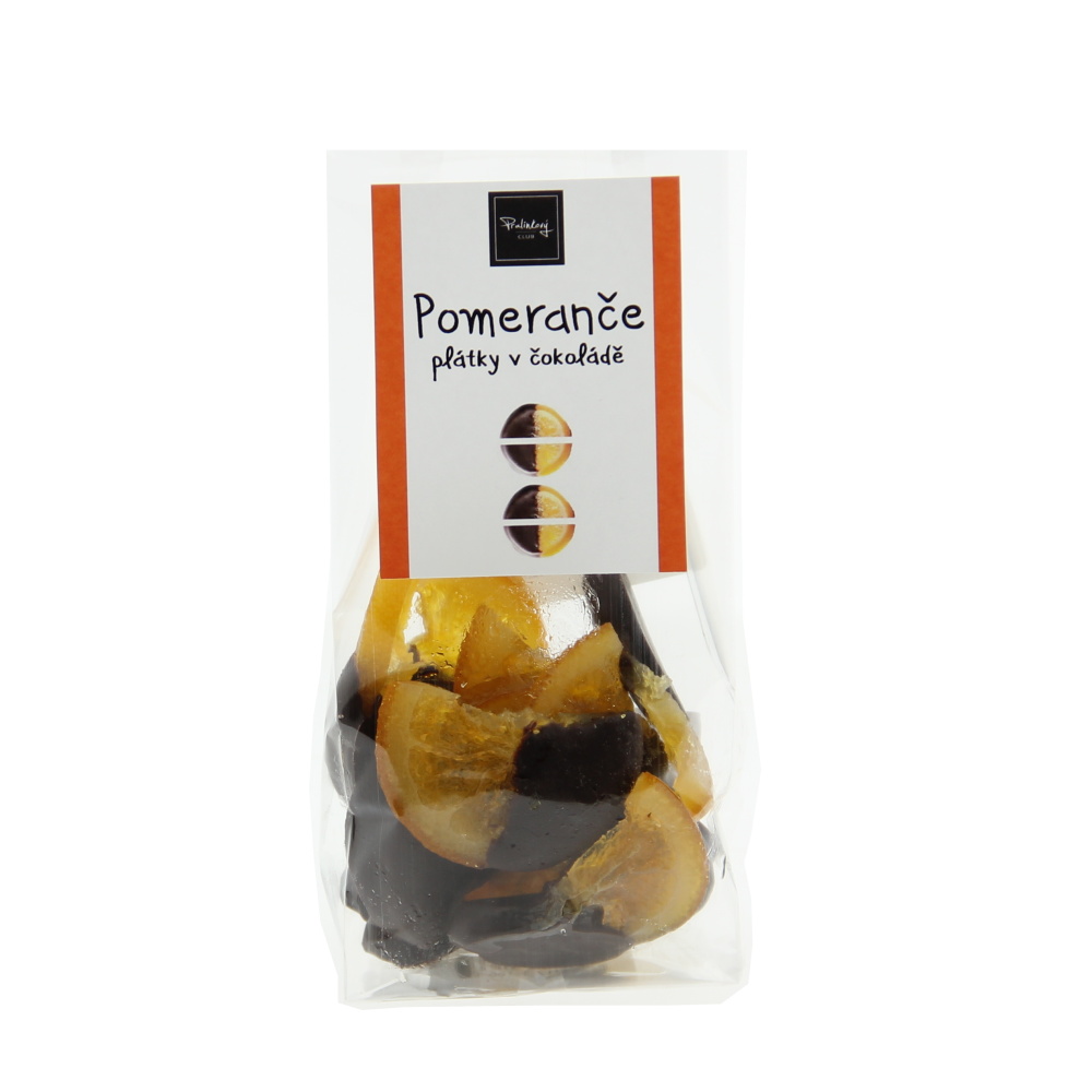 Sušené ovoce a plody - Pomeranče v hořké čokoládě 100g