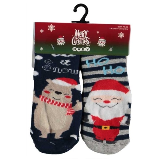 Dětské ponožky - Ponožky dětské vánoční motiv pes/santa 2ks vel.56-68