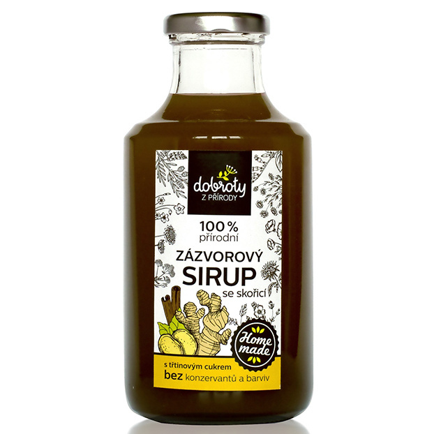 Sirupy, koncentráty, mošty - Přírodní sirup zázvor a skořice 250ml