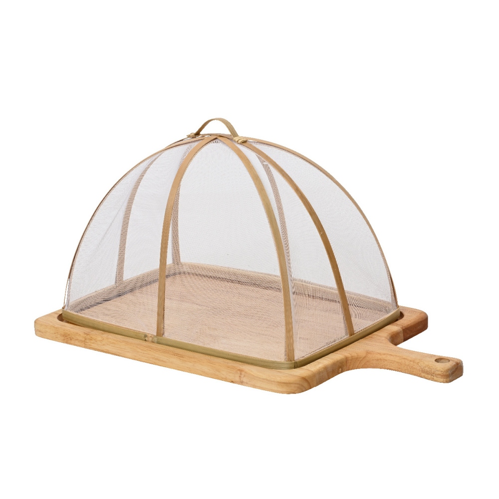 Prkénka - Prkénko dřevěné hranaté s bambusovým poklopem 34cm