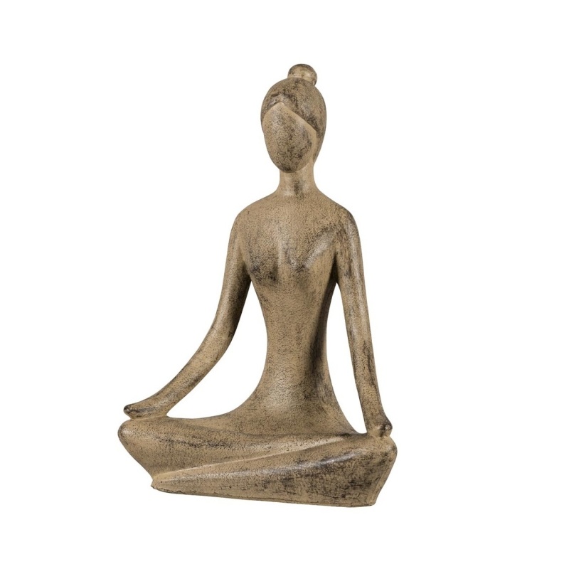 Dekorační figurky postav - Socha jogínky SUMATRA 01D fiberclay taupe 47,5cm