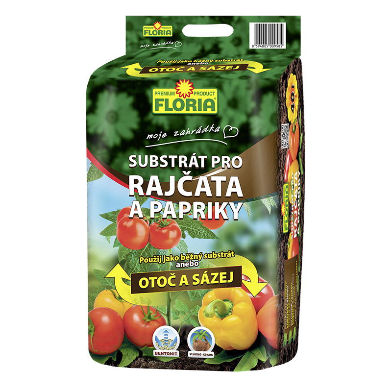 Substráty a mulče - Substrát na rajčata a papriky OTOČ A SÁZEJ 40litrů FLORIA