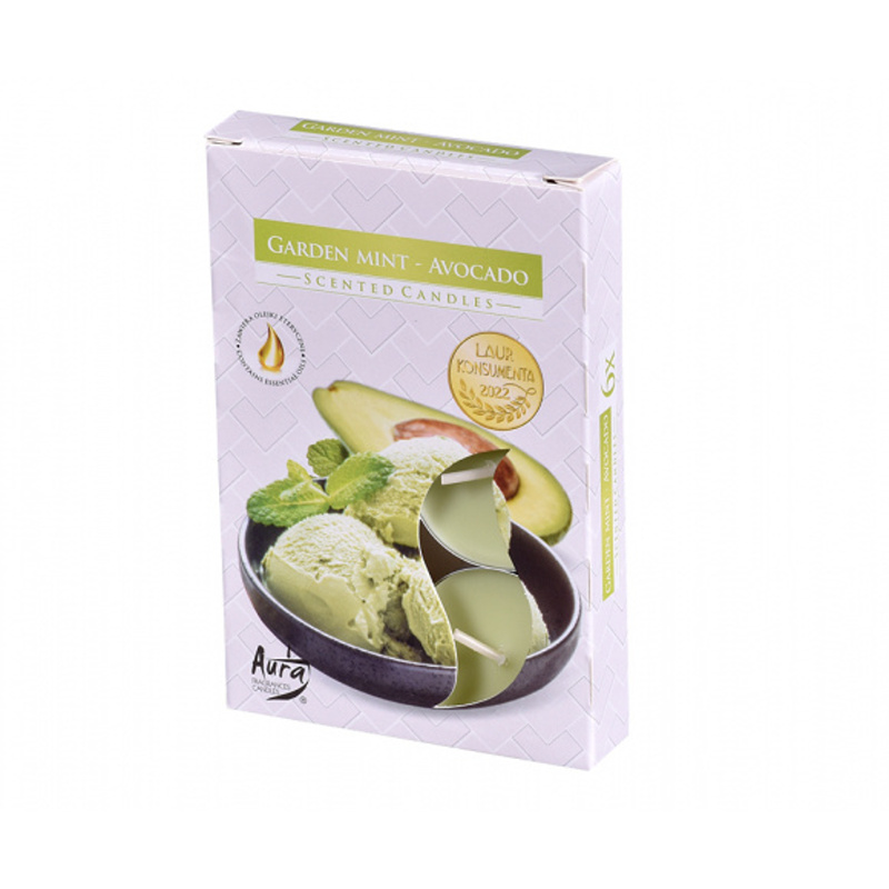 Čajové svíčky - Svíčka čajová vonná Garden Mint & Avocado 6ks